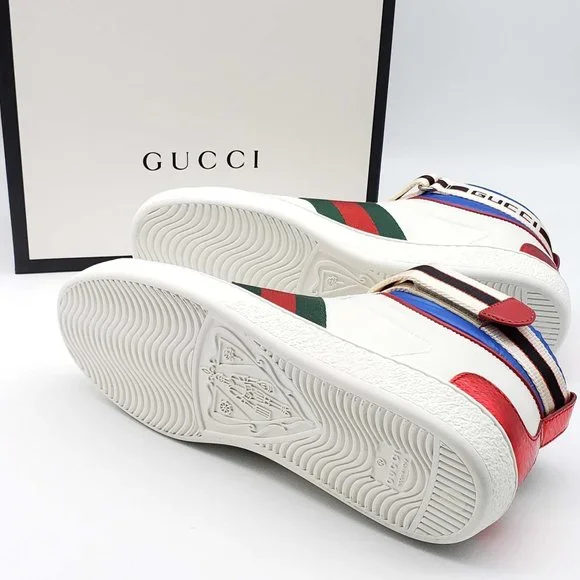 100% Authentic Gucci Ace Stripe High Top Sneaker Unisex - Picture 7 of 11